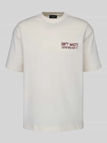 T-shirt o kroju oversized z czystej bawełny model JOVI' Don't Waste Culture beżowa