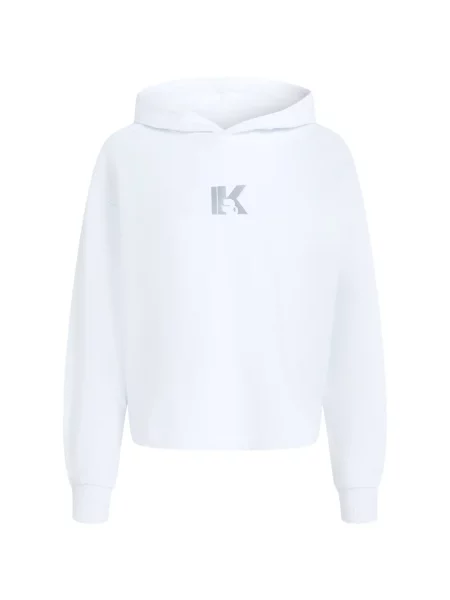Hanorac cu glugă Karl Lagerfeld Jeans cu autograf alb