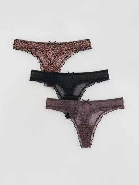 Reserved Труси-танга 3 штук коричневий