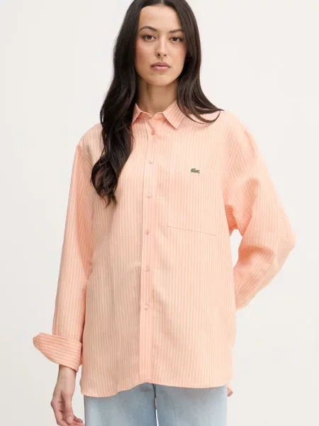 Lacoste cămașă pentru femei cu in portocaliu