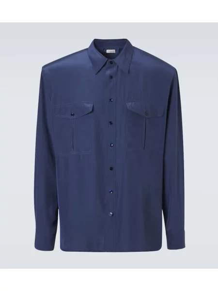 Cămașă Saint Laurent din satin albastru