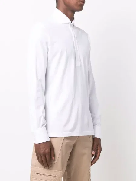 Lung tricou polo Brunello Cucinelli alb