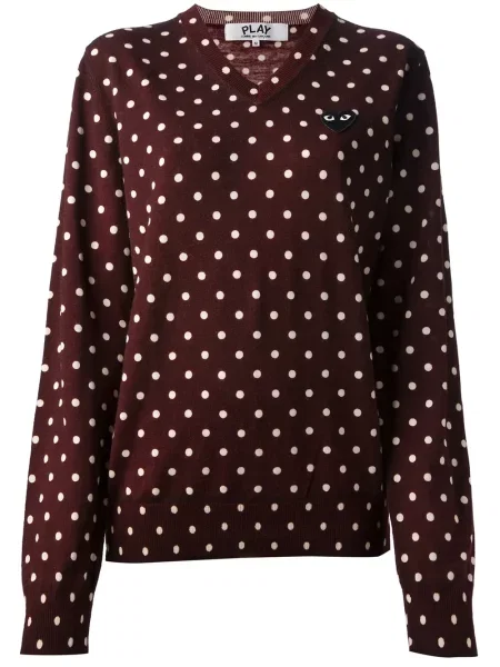 Pulover Comme Des Garcons Play cu buline roșu