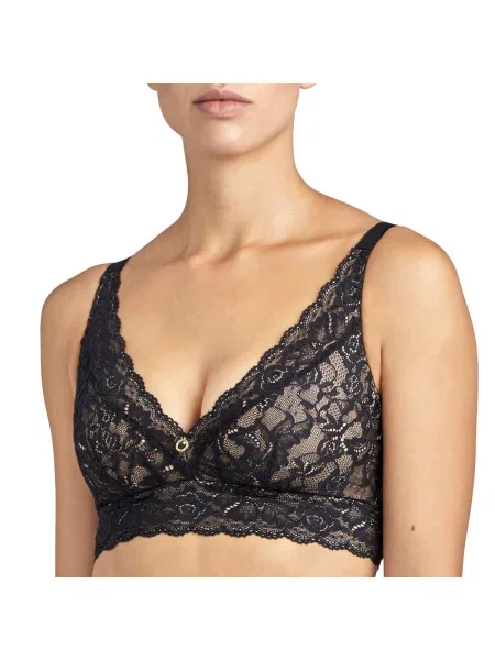 Кружевной бралет с уплотненной чашкой чорний