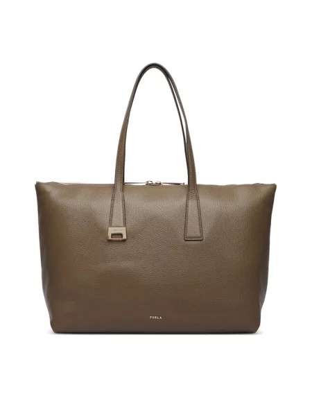 Furla torebka tote skórzana Olivia L Tote zielona