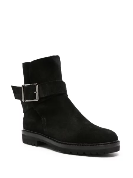 Cizme scurte Manolo Blahnik din piele de căprioară cu cataramă negru