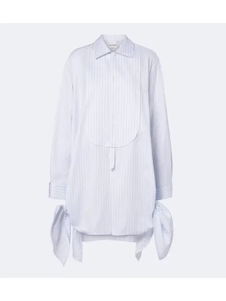 Rochie tip cămașă Jw Anderson cu dungi din țesătură twill alb