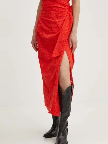 Пола Never Fully Dressed Jaspre Skirt среднодълга разкроена червено