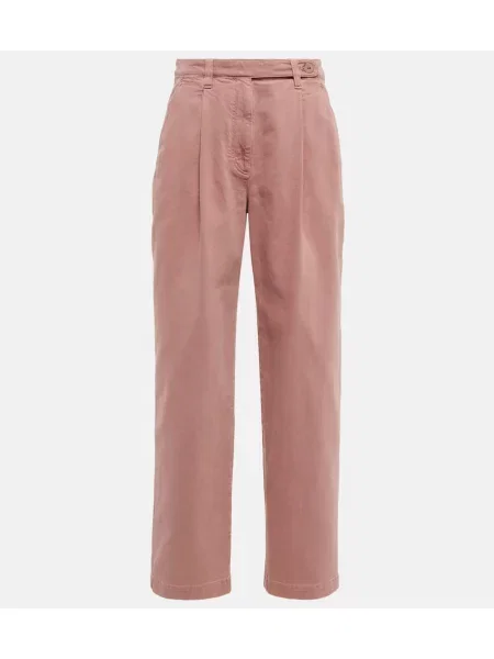 Proste jeansy Brunello Cucinelli z wysoką talią różowe