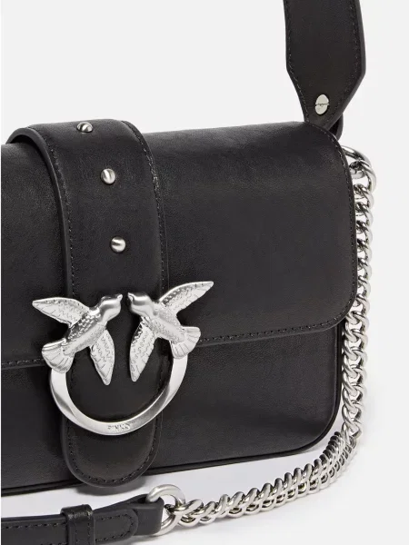 PINKO Geantă Love One Slouchy Zip Mini AI PLTT negru