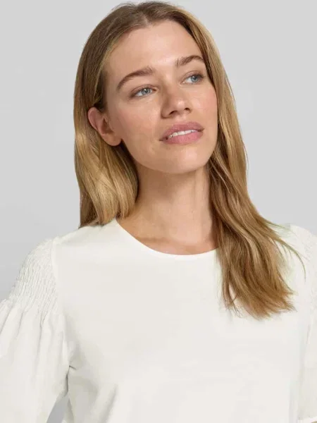 T-shirt o kroju regular fit z marszczonym detalem Comma biała