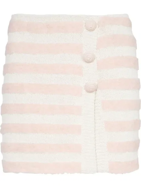 Fustă Balmain cu dungi tricotate alb