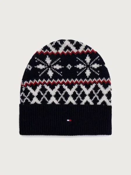 Tommy Hilfiger σκούφος beanie ανδρικός με μαλλί μπλε