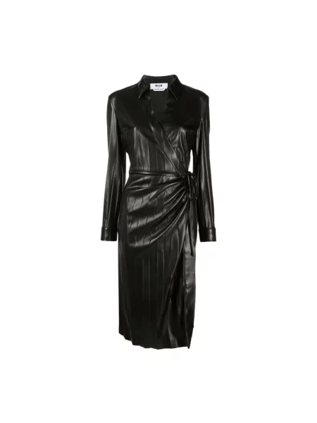 Sukienka Msgm skórzana czarna