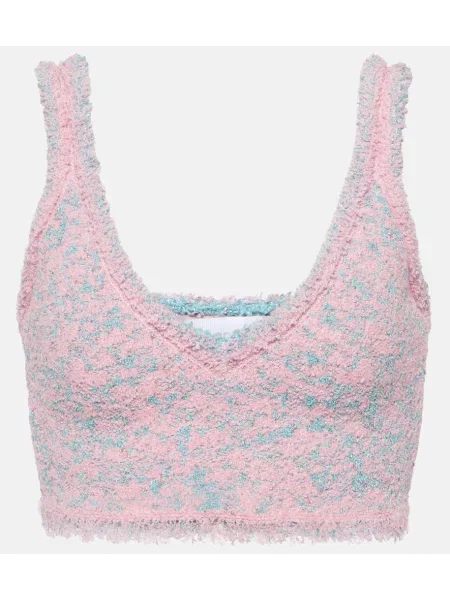 Top Rabanne tweedowy o krotszym kroju różowy