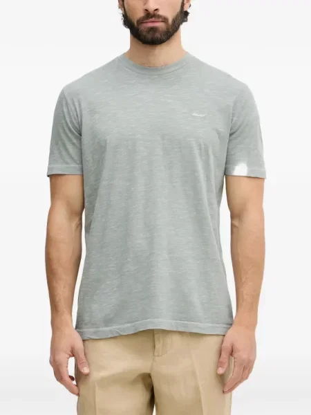Tricou Gant cu broderie gri