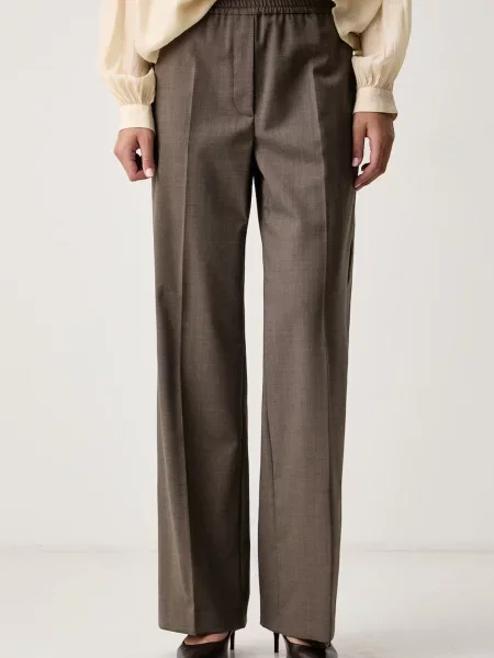 Weekend Max Mara pantaloni pentru femei cu lână WKDPETRA maro