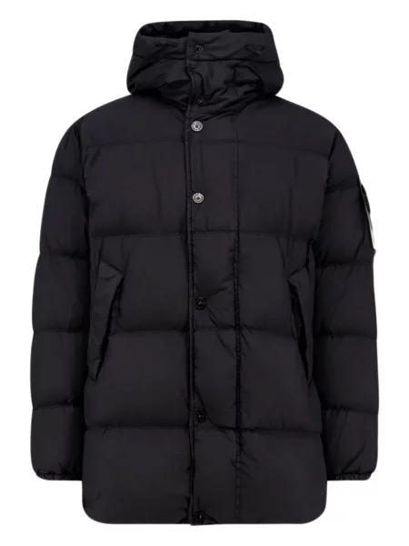 Geacă Stone Island cu glugă cu strasuri negru