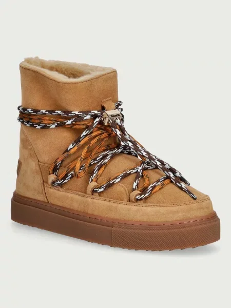 Inuikii Suede Double Tie cizme de zăpadă pentru femei din piele întoarsă bej