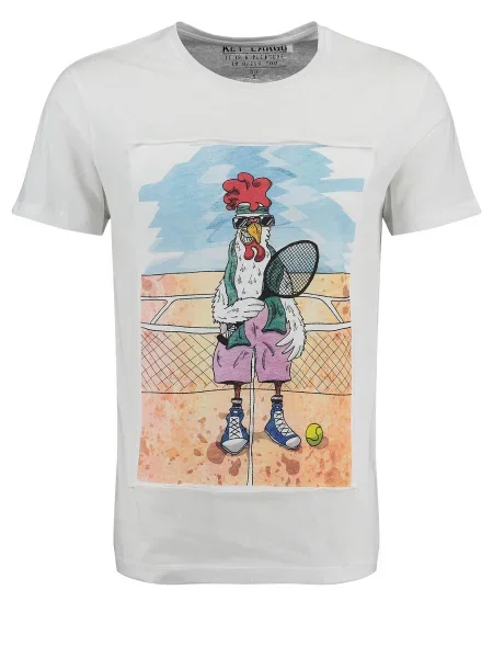 Key Largo Tričko Tennis Chicken svetlomodrá / svetločervená / čierna biela