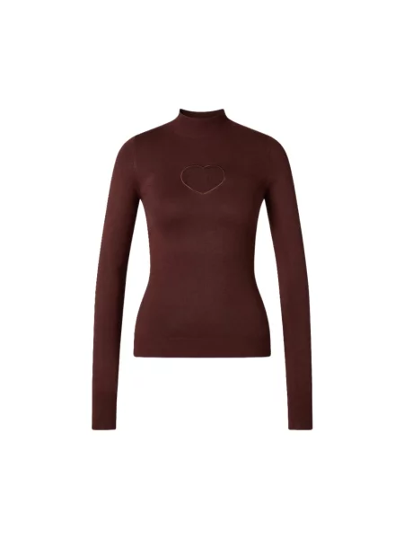 Sweter Cloeys w serca brązowy