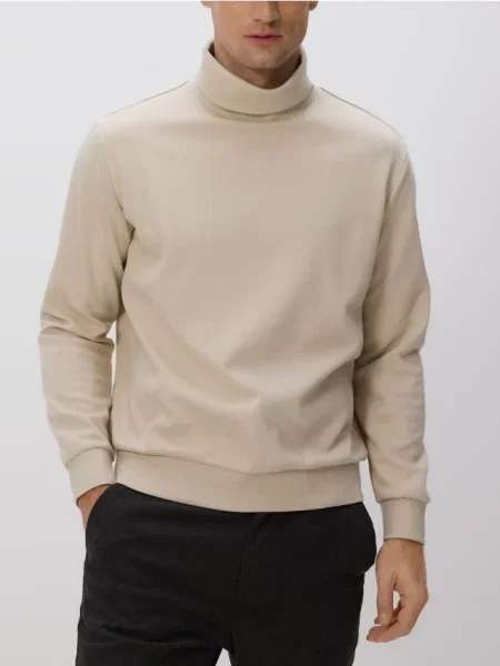 Reserved Bluză de trening cu guler rulat bej