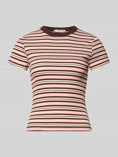 T-shirt o kroju slim fit z okrągłym dekoltem model Sally' Topshop różowa