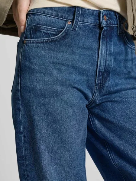 Jeansy o kroju relaxed fit z wysokim stanem i detalem z logo Marc O'polo Denim niebieskie