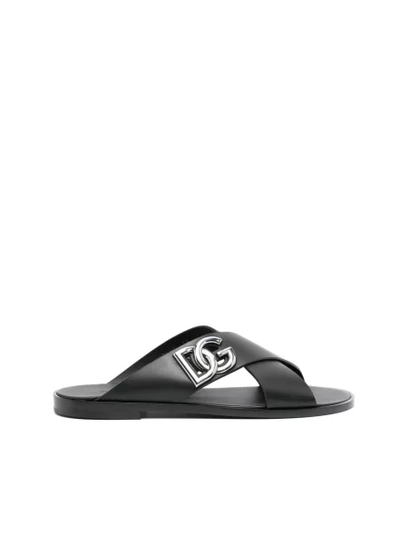 Klapki Dolce And Gabbana z logo czarne