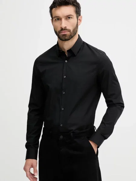 Košile Calvin Klein slim s klasickým límcem černá