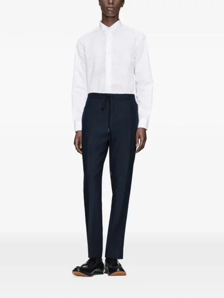 Pantaloni Maison Margiela de lână albastru