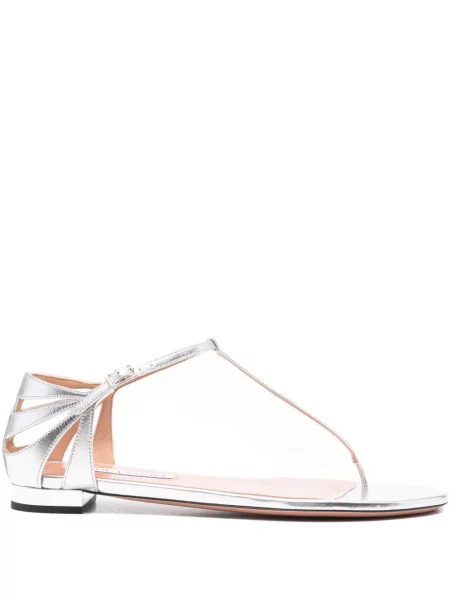 Sandale Aquazzura din piele fără toc argintiu