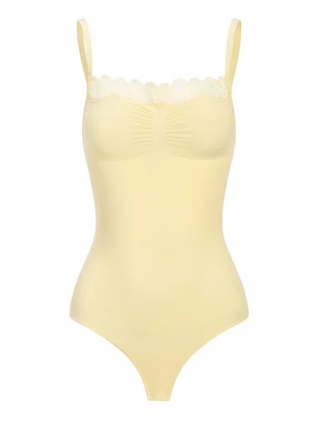 Cfab Alakformáló body Bodysuit Sculpting Shapewear mit Lace pasztellsárga