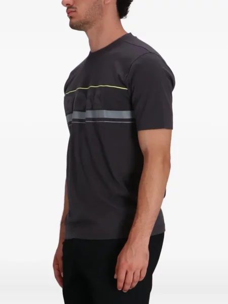Tricou Boss cu dungi cu autograf gri