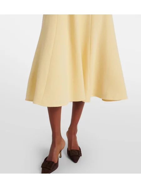 Vlnené peplum midi šaty Roland Mouret po kolená žltá