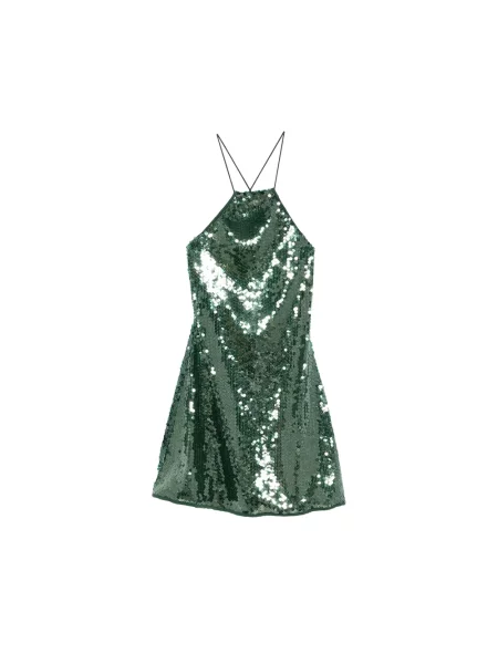Sukienka mini Oséree z cekinami zielona