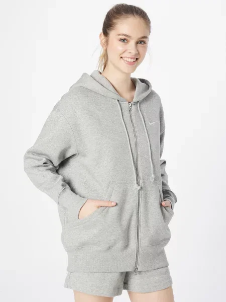 Fleecová fleecová mikina Nike sivá