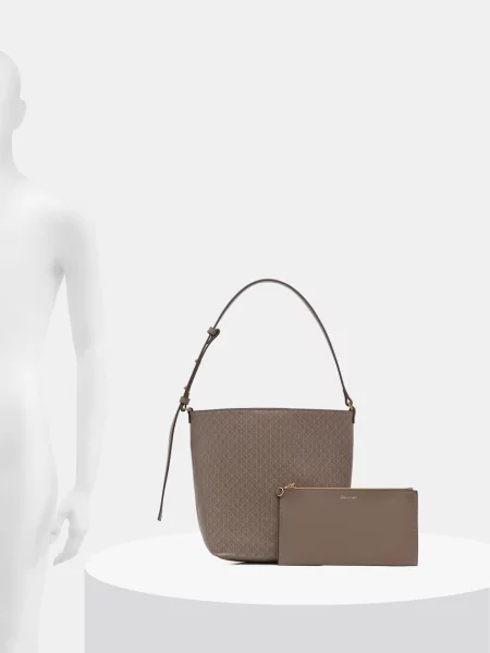 Calvin Klein Táska Emblem Aop Medium Bucket Bézs barna