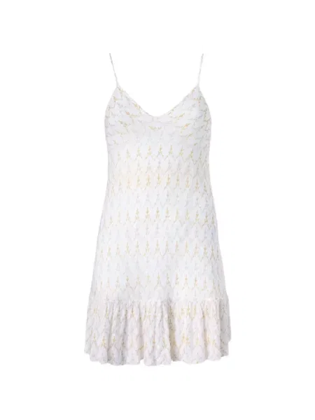 Pletena mini haljina Missoni s volanima bijela