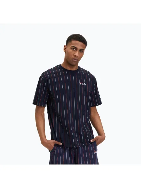 Мъжка тениска FILA Lobito Pinstriped black iris/two color stiped черно