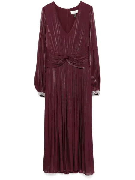 Rochie midi Nissa din șifon plisată până la genunchi violet