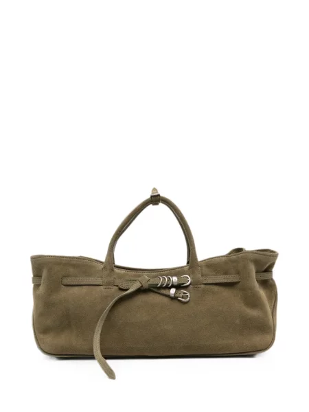 Geantă shopper Marge Sherwood din piele de căprioară cu cataramă verde