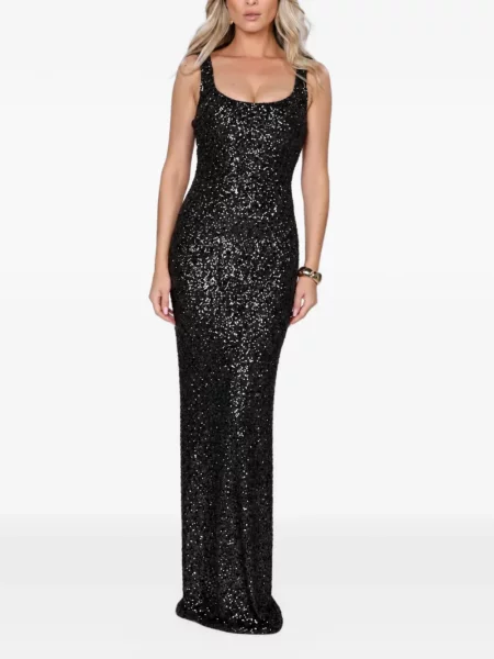 Rochie maxi Roserry cu paiete din jerseu negru