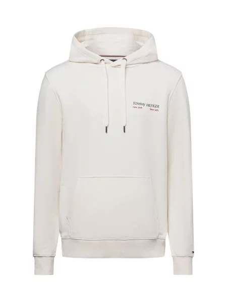 Tommy Hilfiger bluza beżowy z kapturem gładka biała