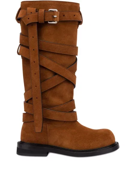 Botine Moschino din piele de căprioară biker maro