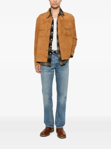Дънки straight leg Antik Denim с протрити краища синьо