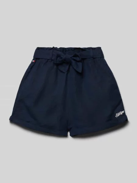 Szorty z elastycznym pasem i wyhaftowanym logo Tommy Hilfiger Teens granatowe