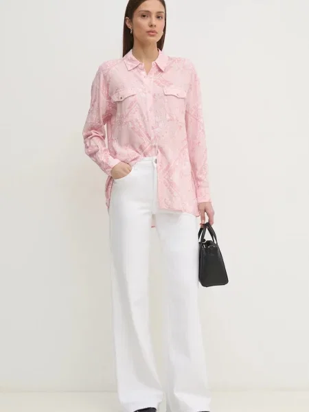 Сорочка Gaudi relaxed класичний комір рожевий