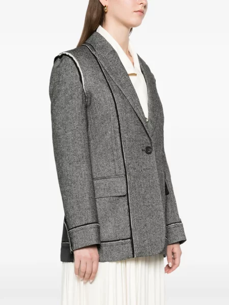 Sacou Erdem cu model herringbone gri