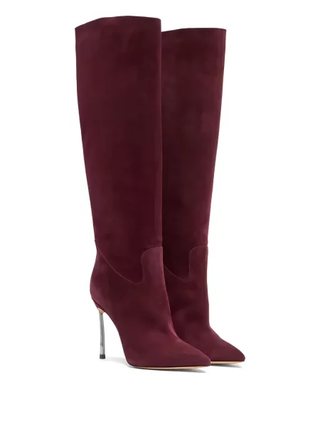Botine Casadei din piele de căprioară roșu